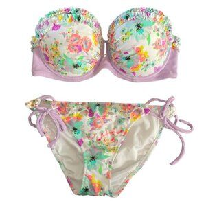 NWOT Victoria Secret Neon Ruffle Bikini 38C Medium